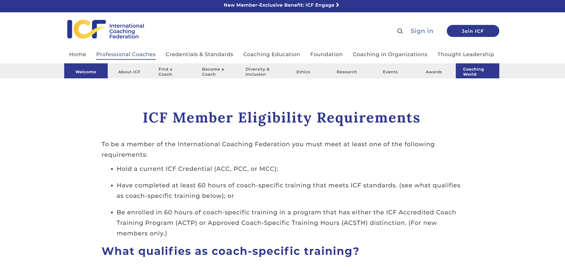 ICF requirements