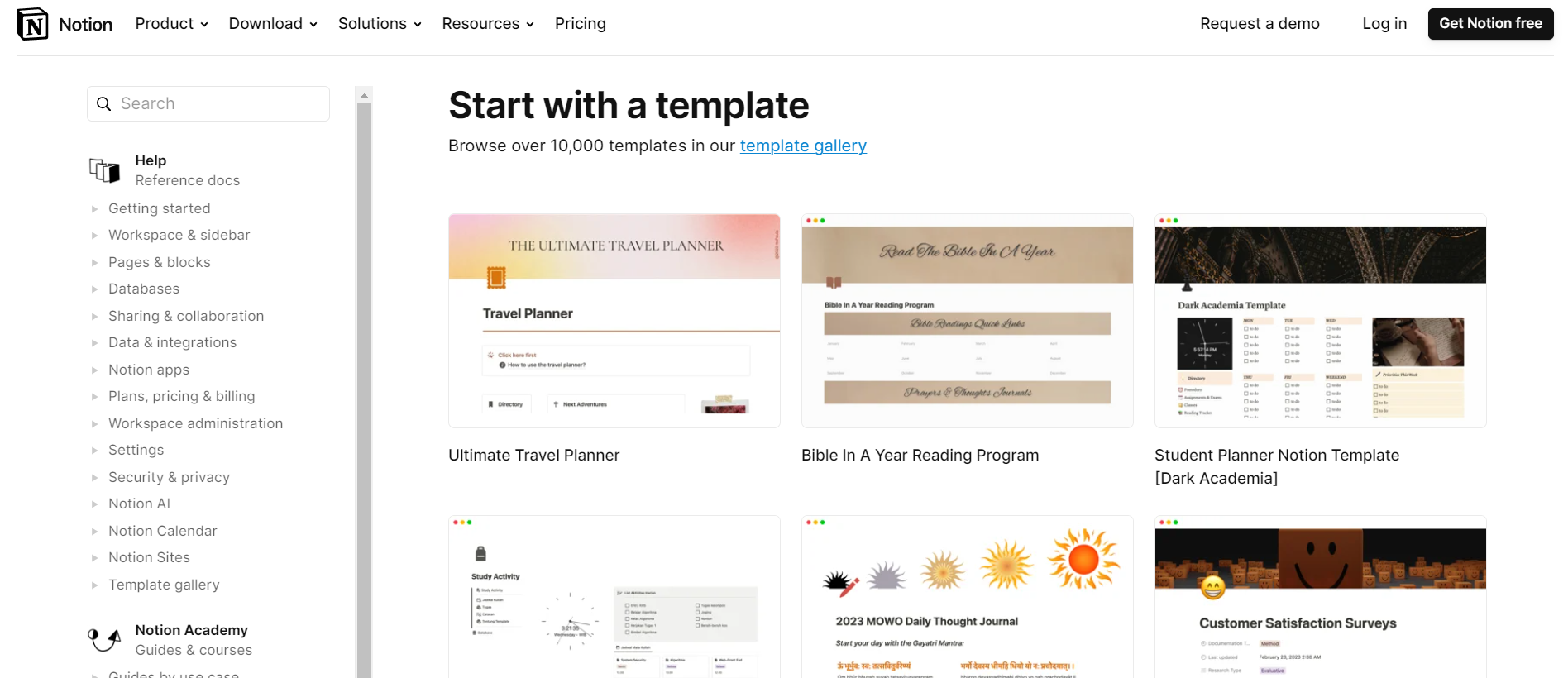 notion templates