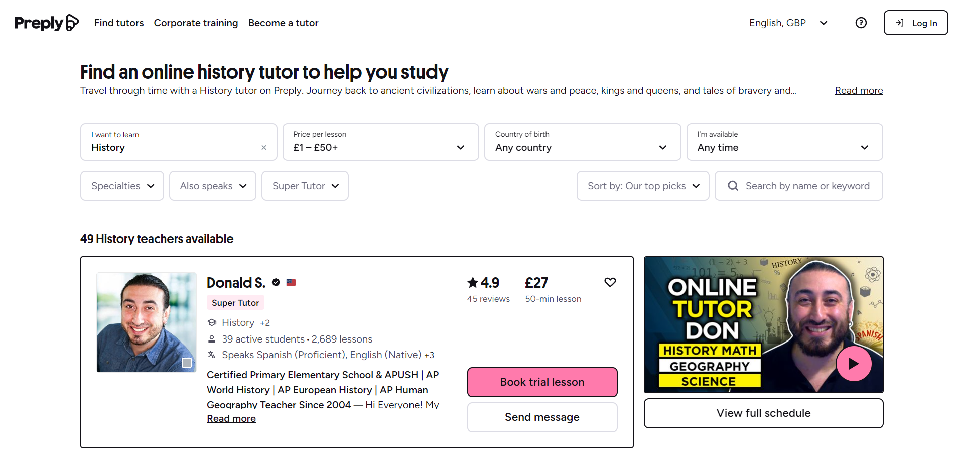 online history tutor