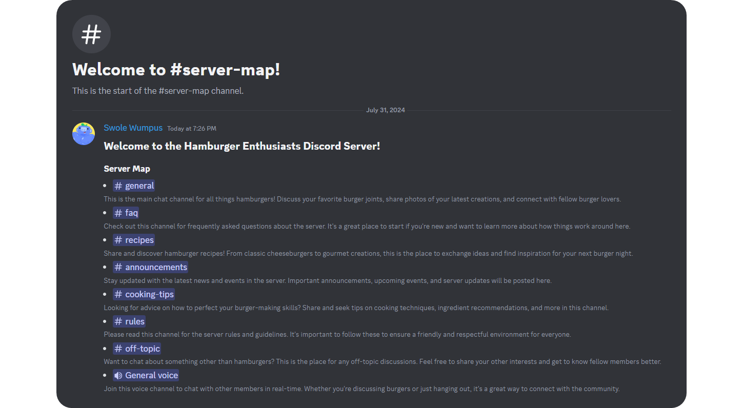 Example of a server map channel on Discord