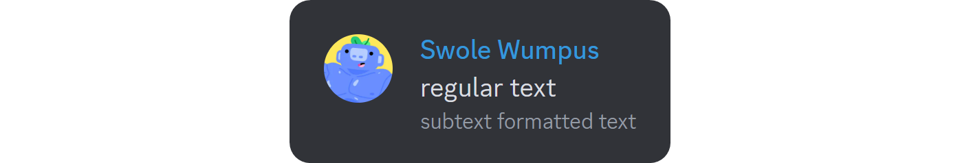 Comparison between regular and subtext formatted text on Discord