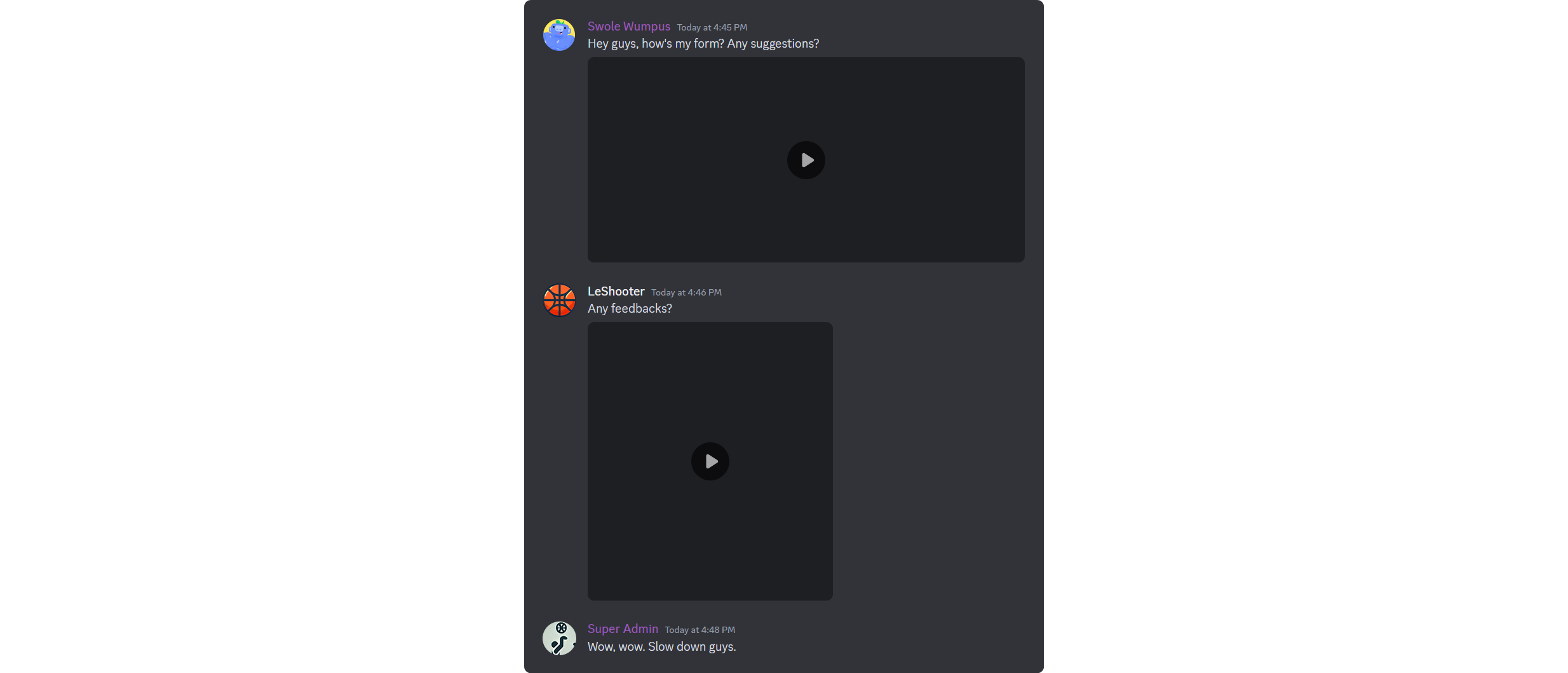 An example view of a text channel on Discord