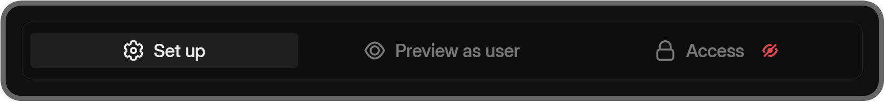 The Set up, Preview as user, and Access section of a whop app