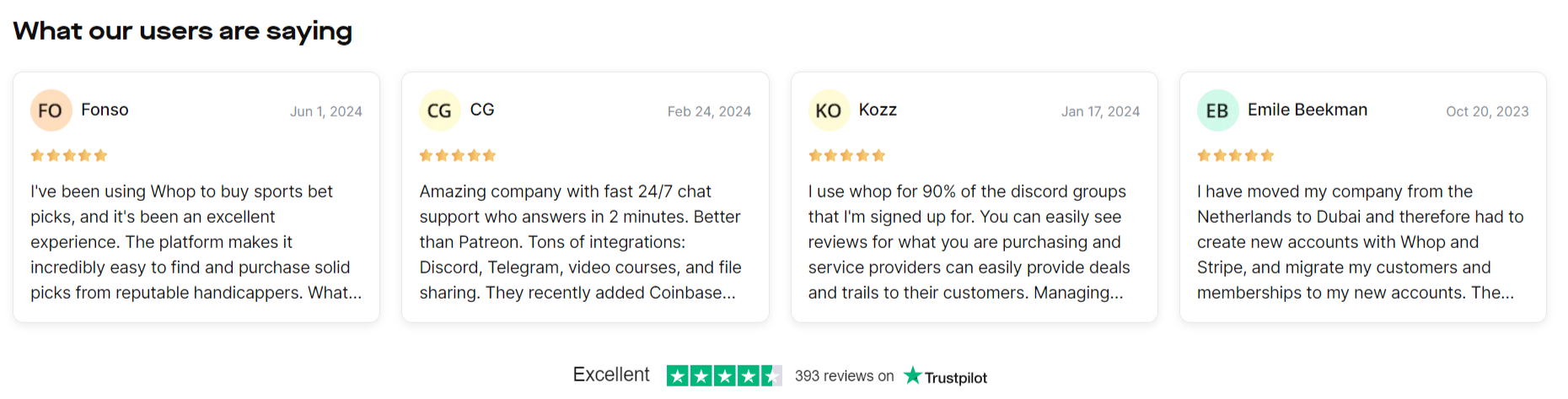 Whop trustpilot