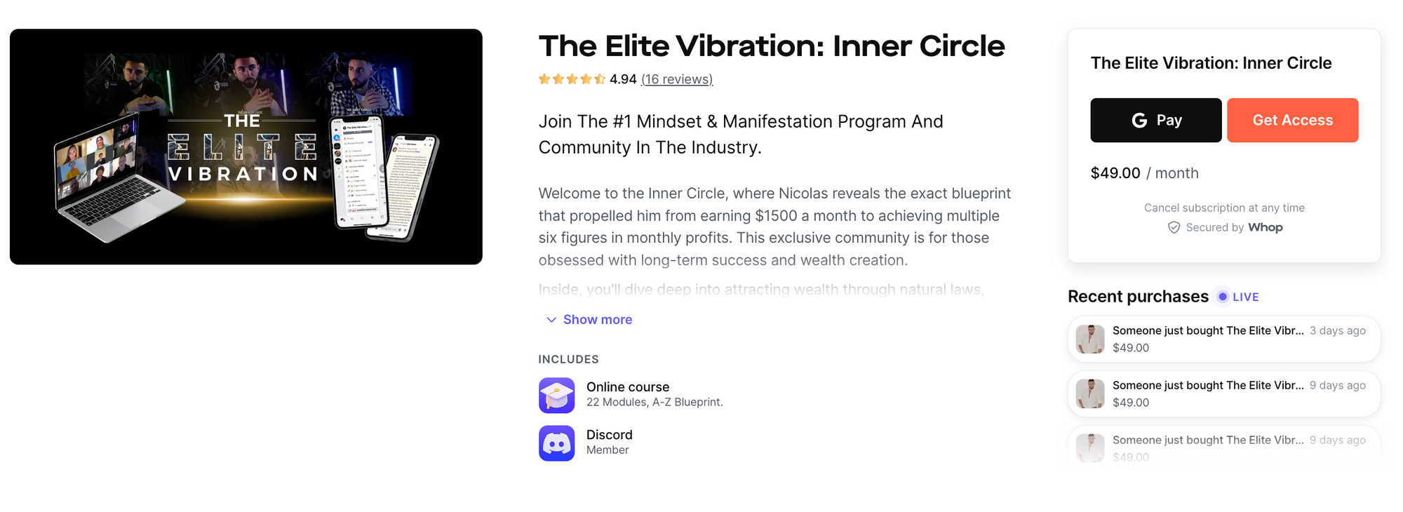 The Elite Vibration has a spirituality course on manifestation for business owners.