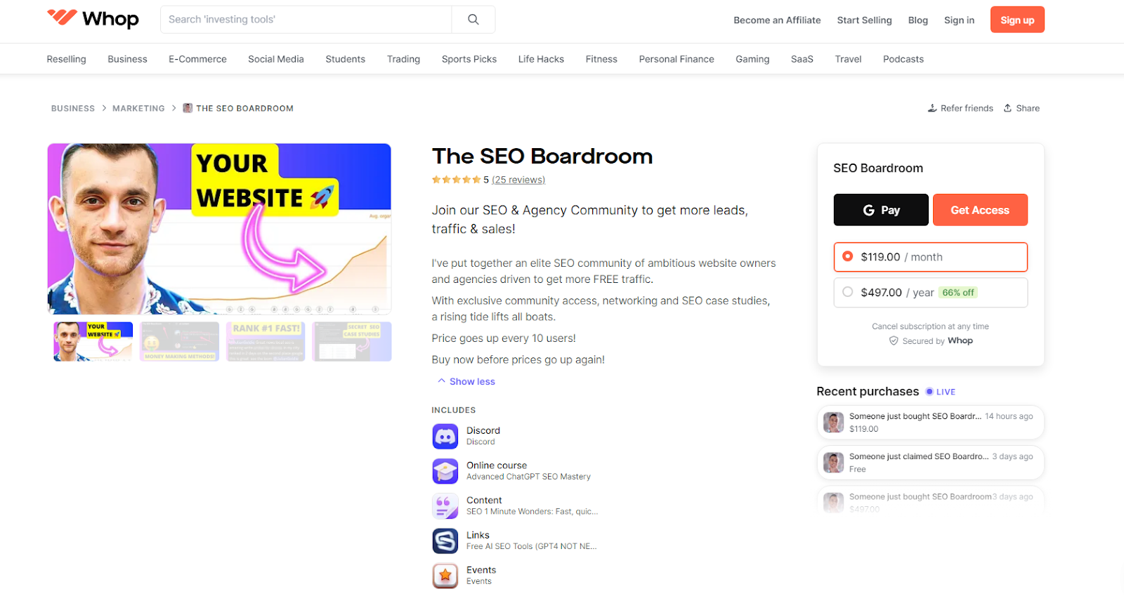 whop seo boardroom