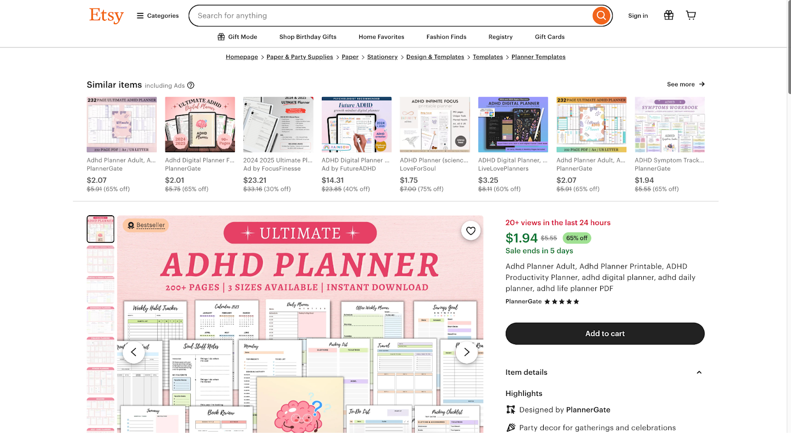 ADHD planners