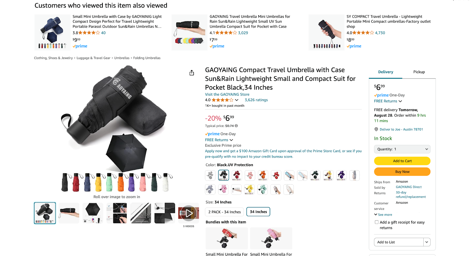 Amazon lightweight umbrella