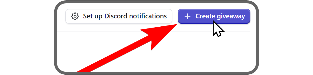 The Create giveaway button on the Set up section of the Giveaways app on Whop