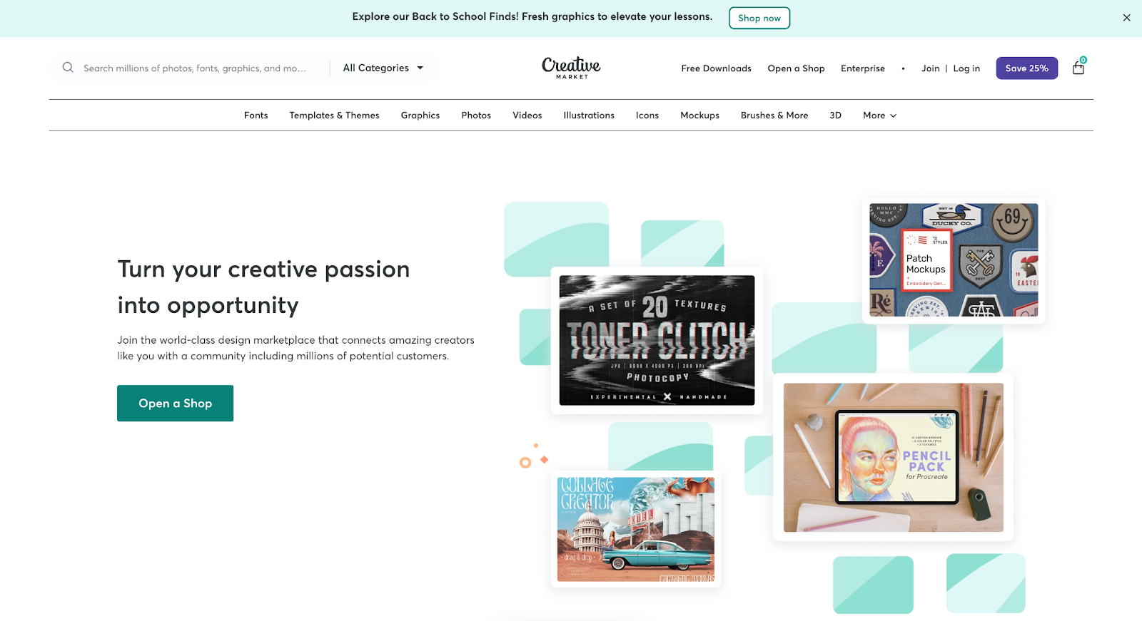 Creative Market webpage