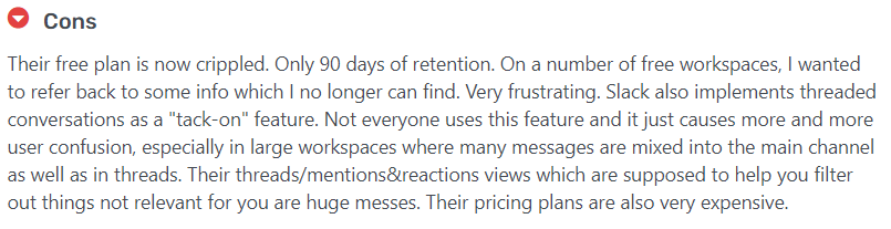 Negative review of Slack
