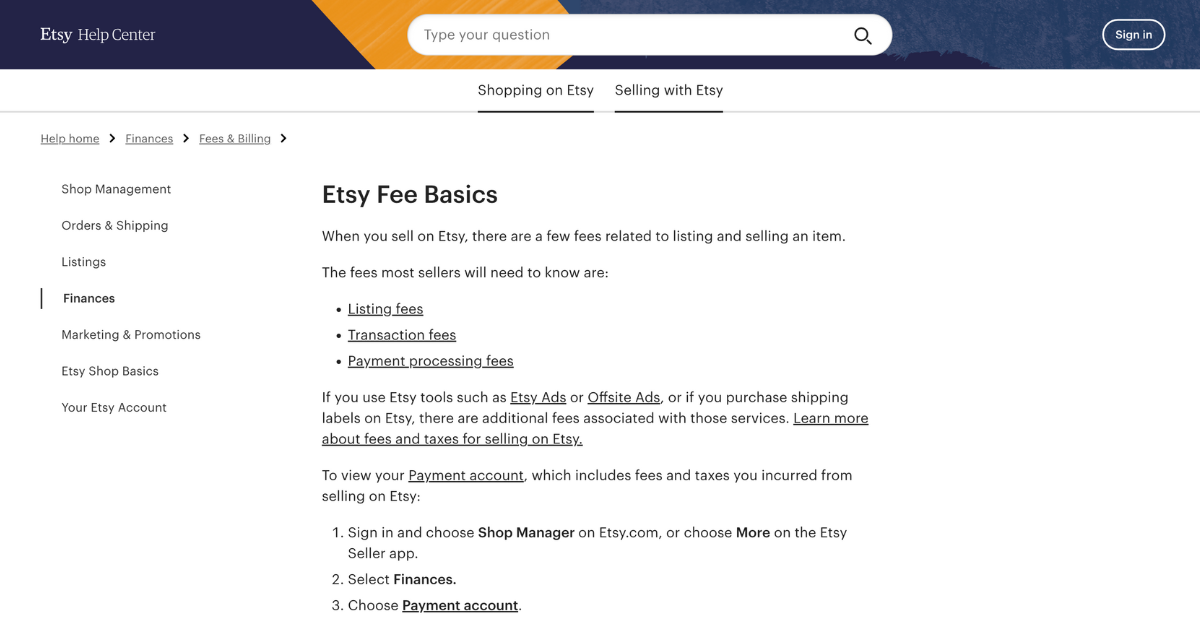 Etsy's fees