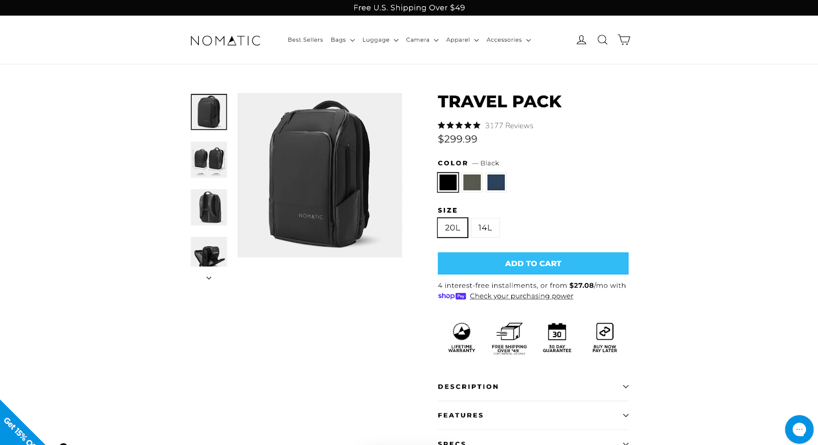 Nomatic travel pack