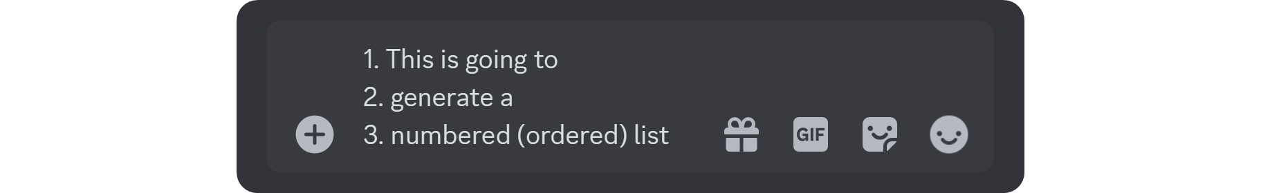 Formatting of a numbered list on Discord