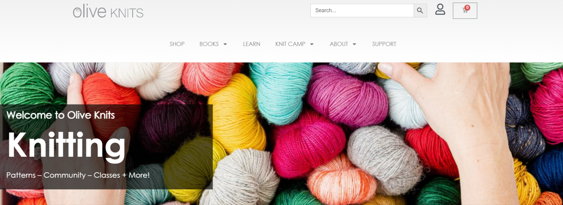 Screenshot of Olive Knits page