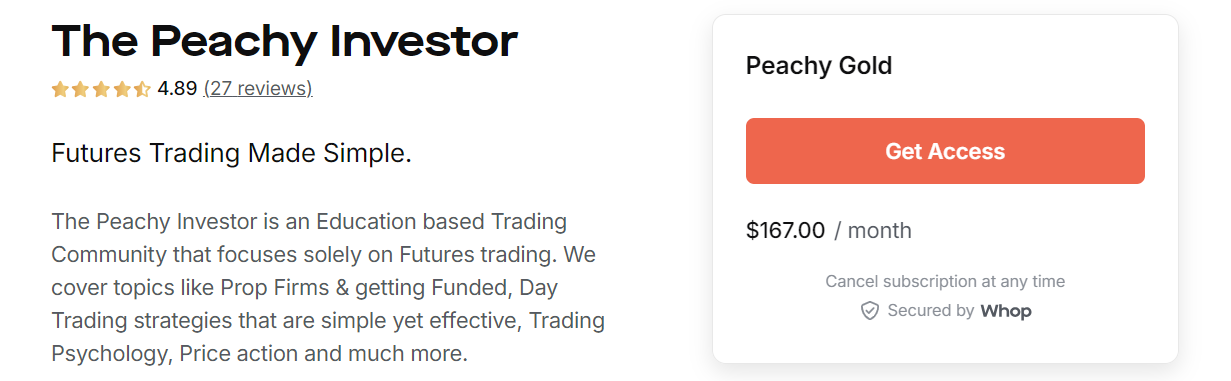 Peachy Investor's Whop page