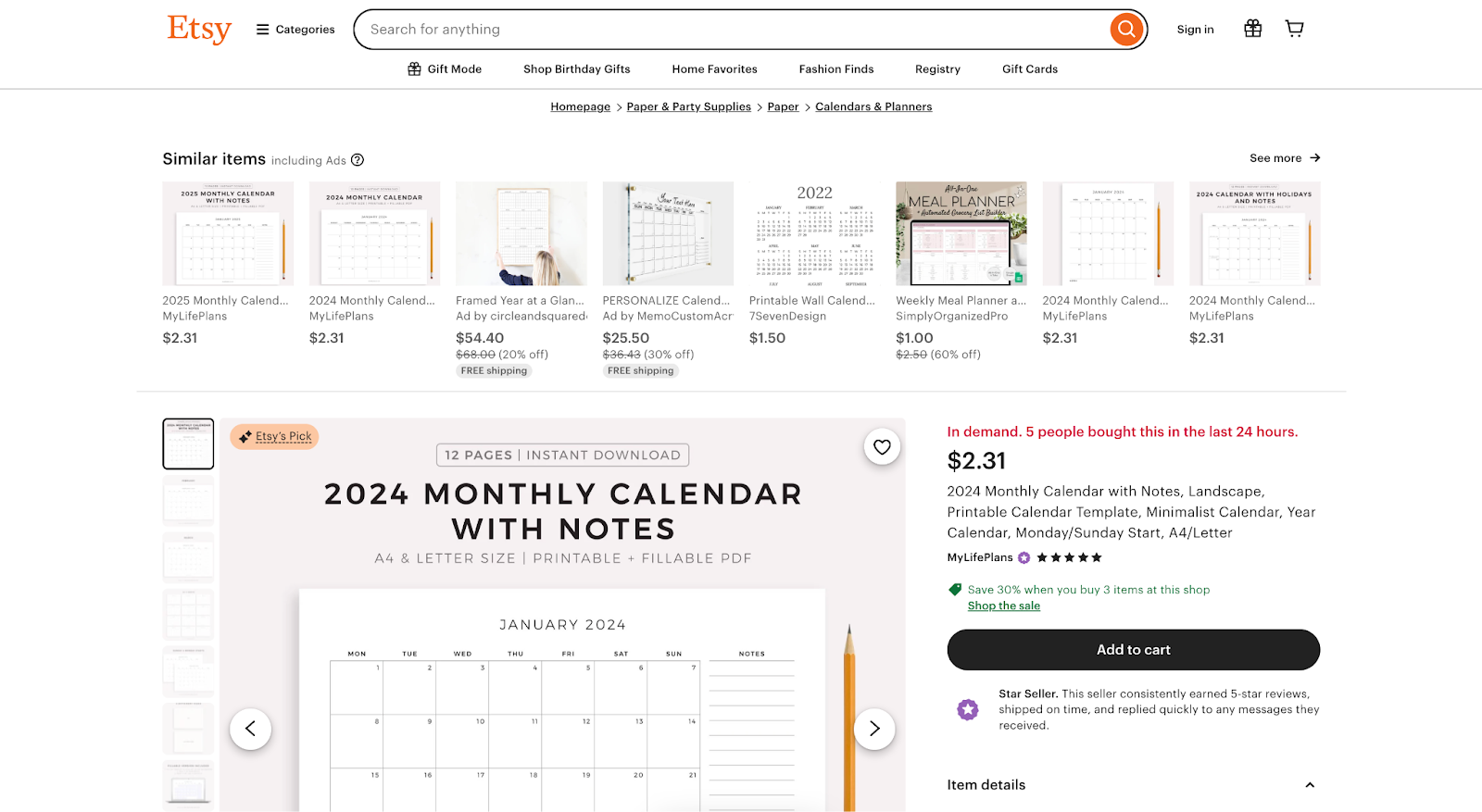 Printable calendars