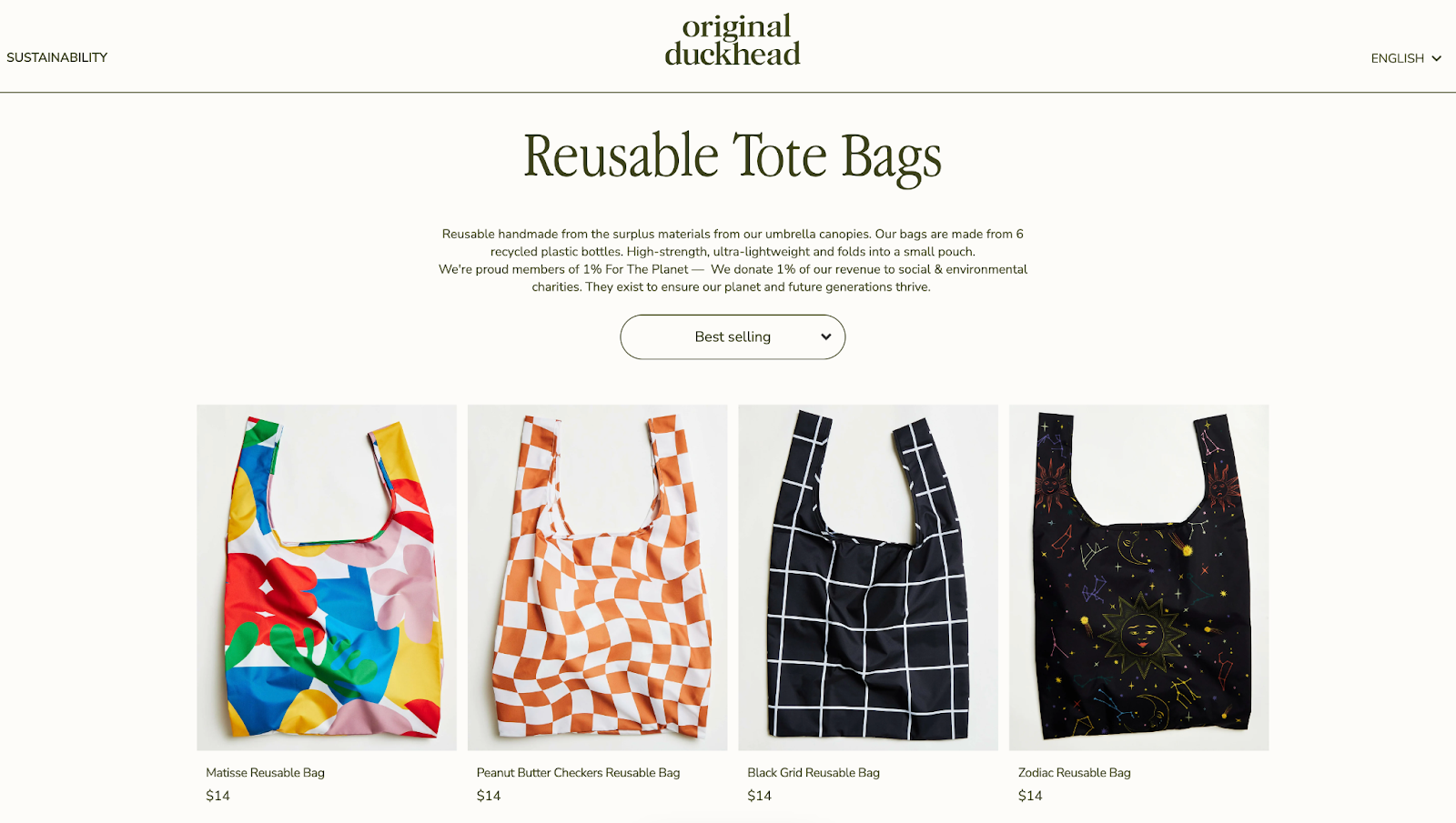 Reusable tote bags