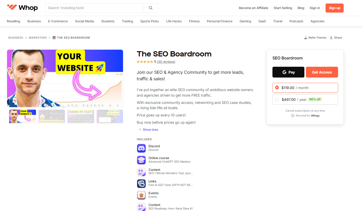 SEO Boardroom whop