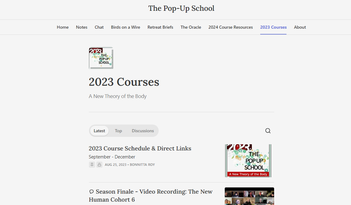 Bonnitta Roy's The Pop-Up School newsletter also posts courses on various topics.