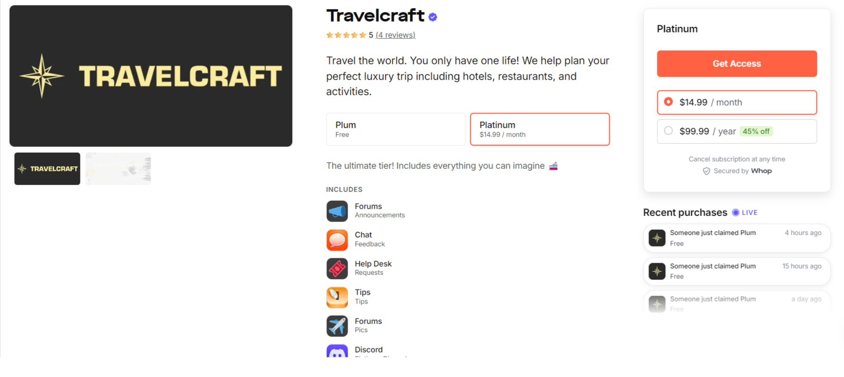 TravelCraft on Whop