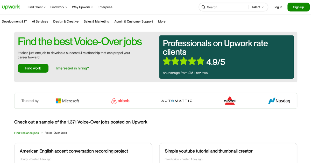 Upwork screenshot