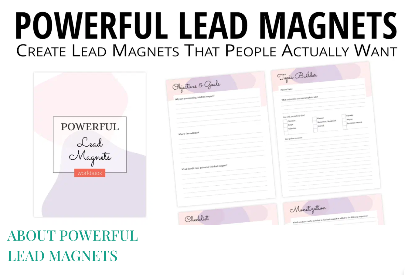 Screenshot of lead magnets creation site