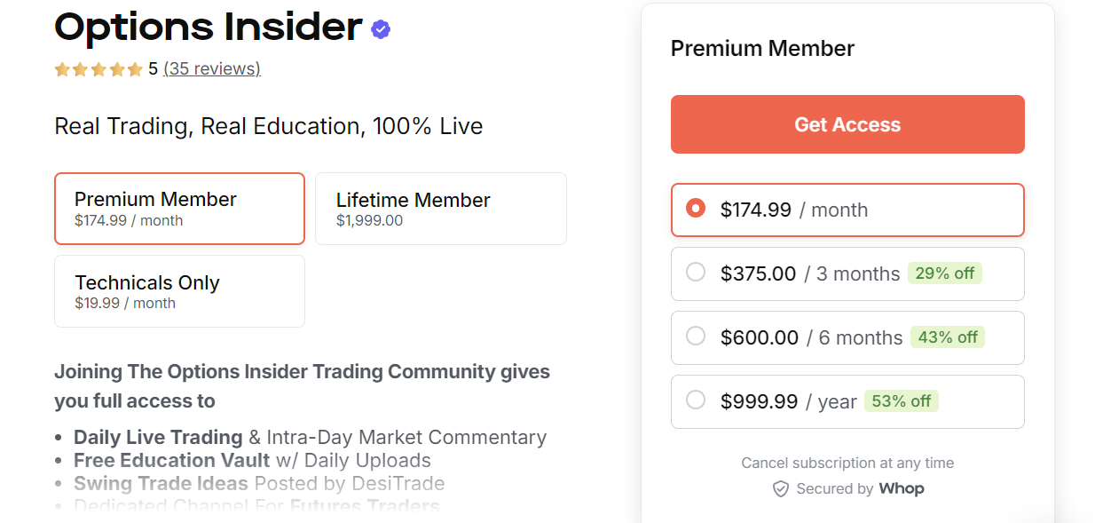 options inside costing