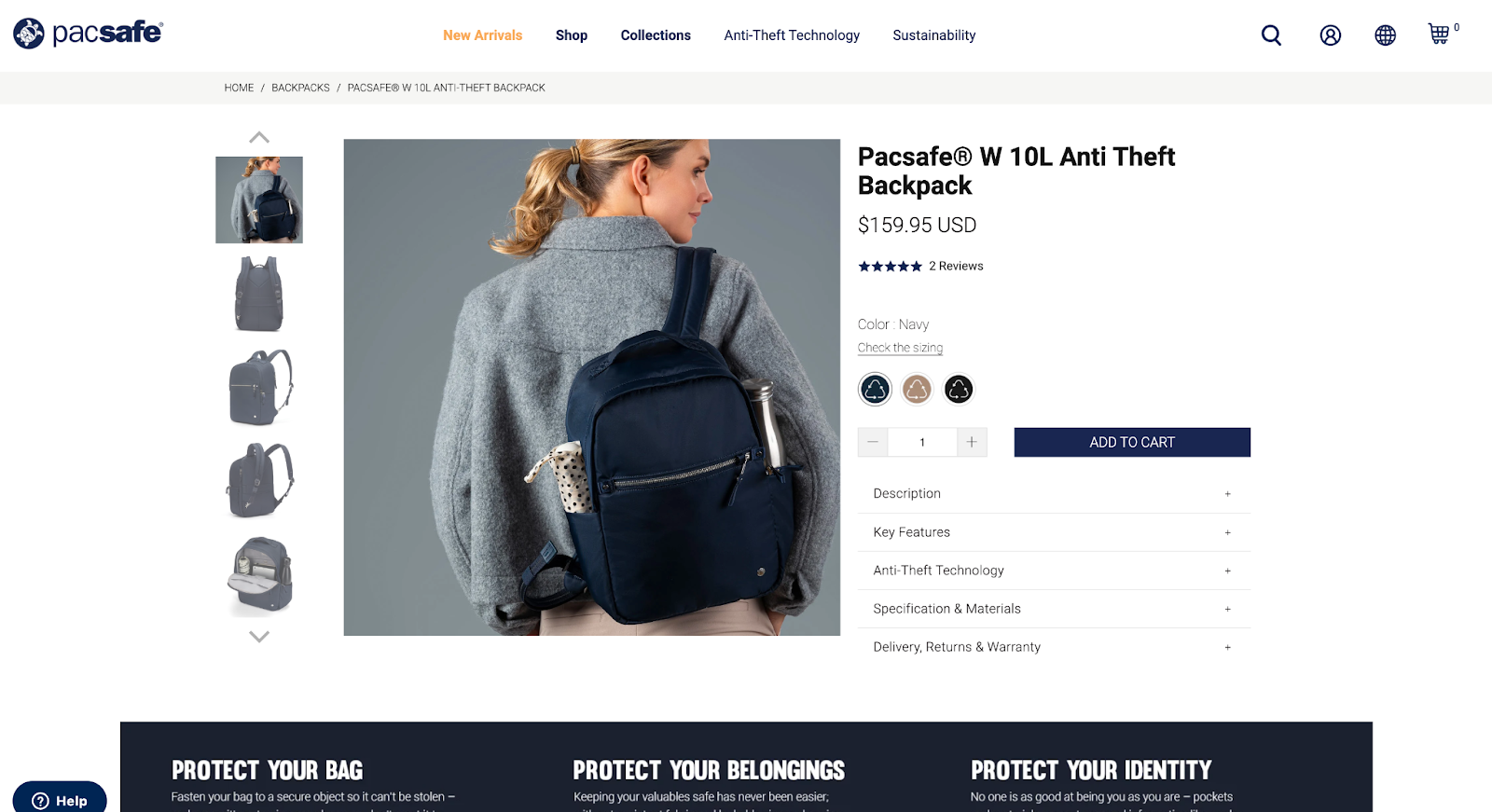 Pacsafe anti-theft backpack