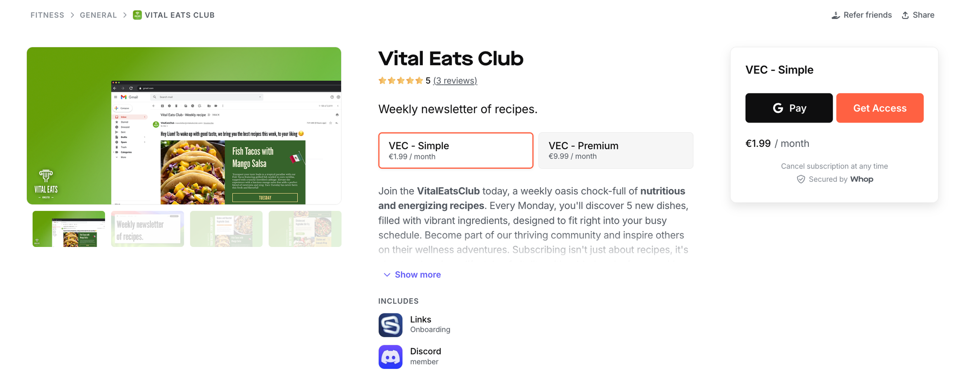 vital eats club whop