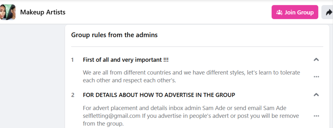 Facebook ads personal contact