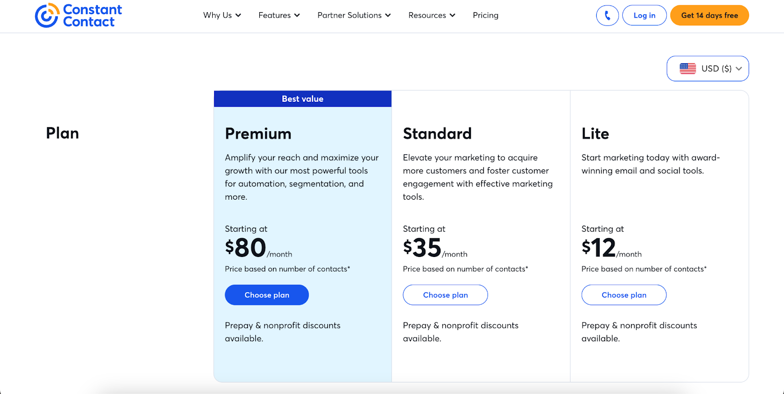 Constant Contact pricing