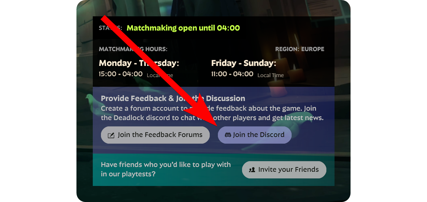 The Discord invite link in Deadlock