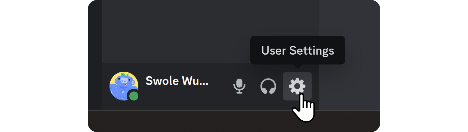 The User Settigns button on Discord