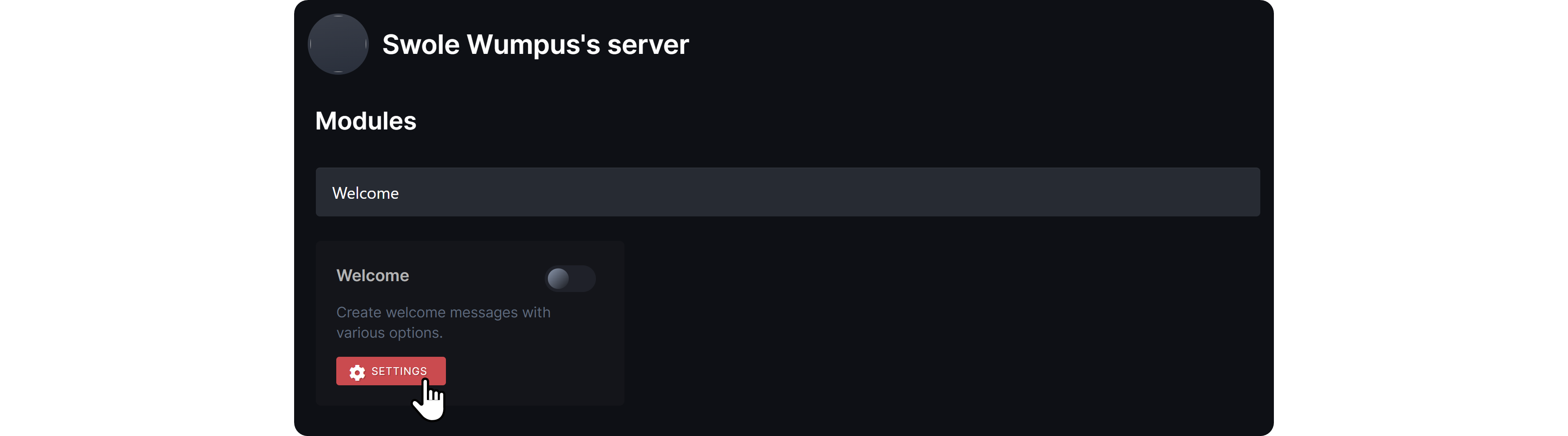 The modules list on Dyno dashboard