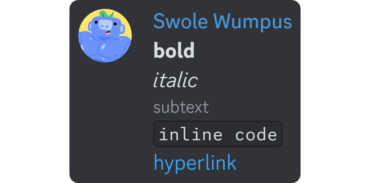 A couple of formatting examples on Discord