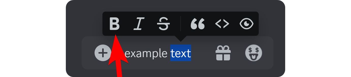 The bold button on the formatting popup on Discord