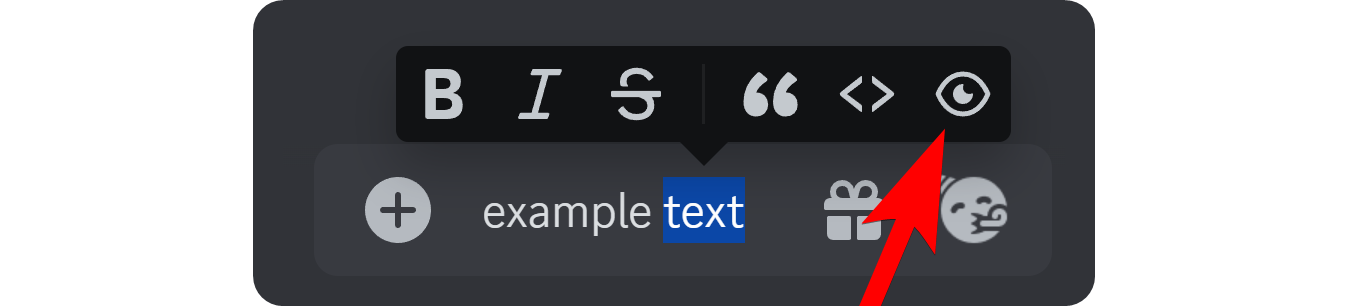 The spoiler button on the formatting popup on Discord