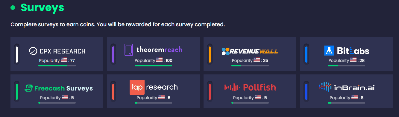 Freecash surveys