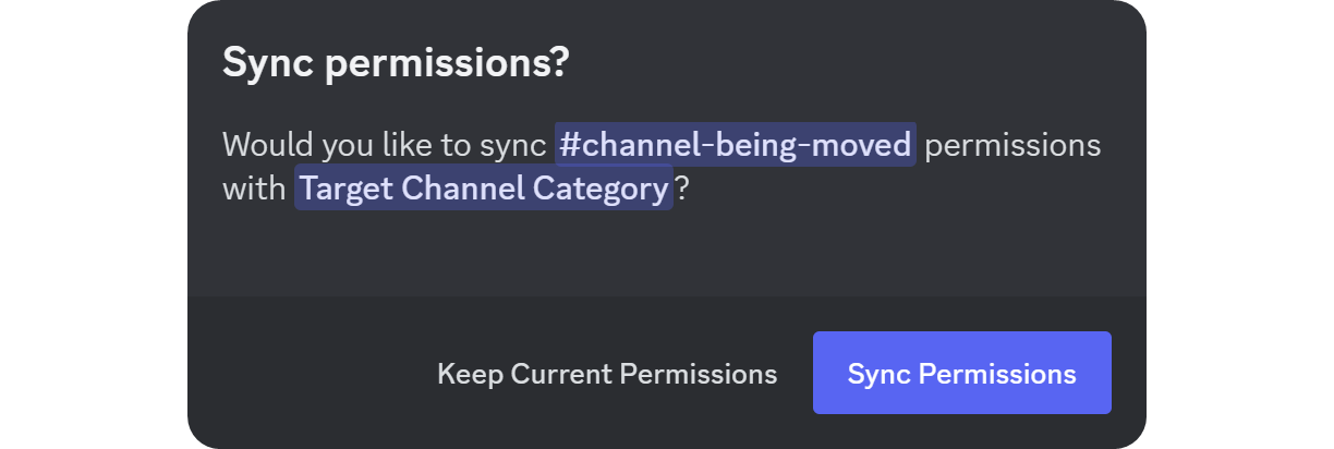 The Sync permissions? popup on Discord