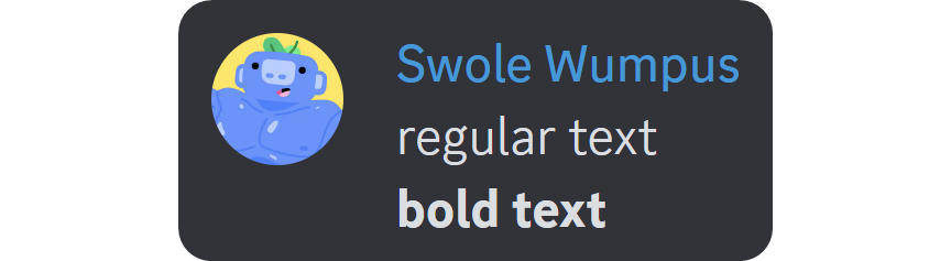 Comparison between regular and bold formatted text on Discord