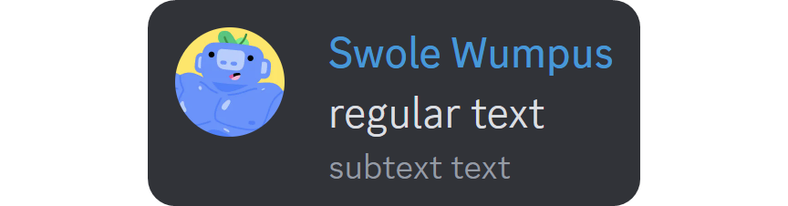 Comparison between regular and subtext formatting on Discord