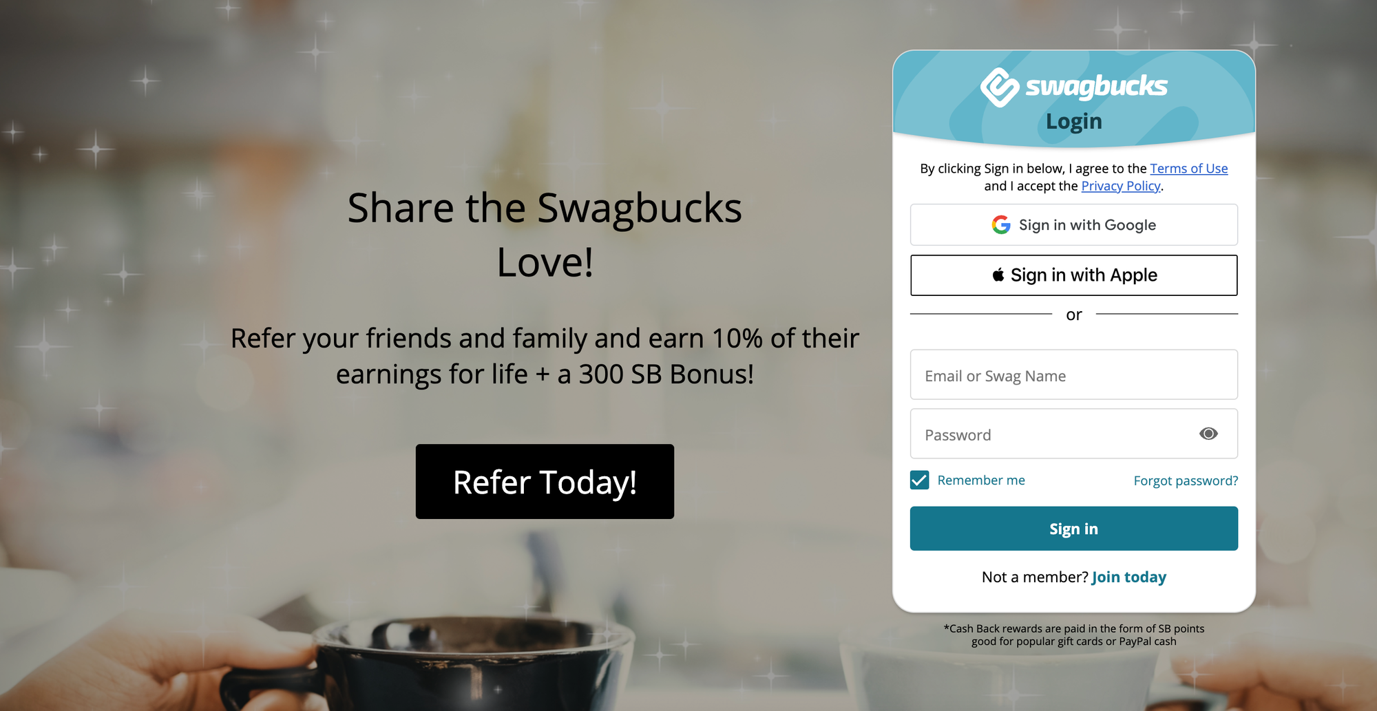 Swagbucks login