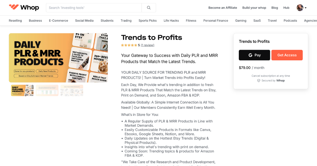 Trends to Profits Whop