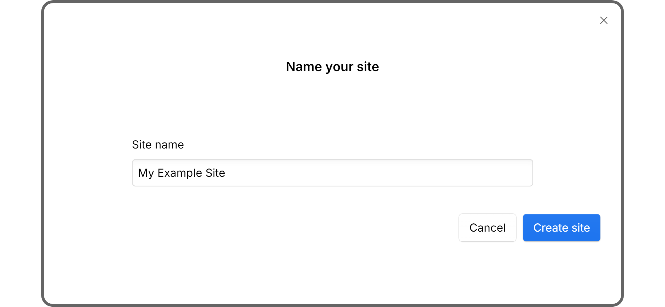 Webflow's Name your site modal