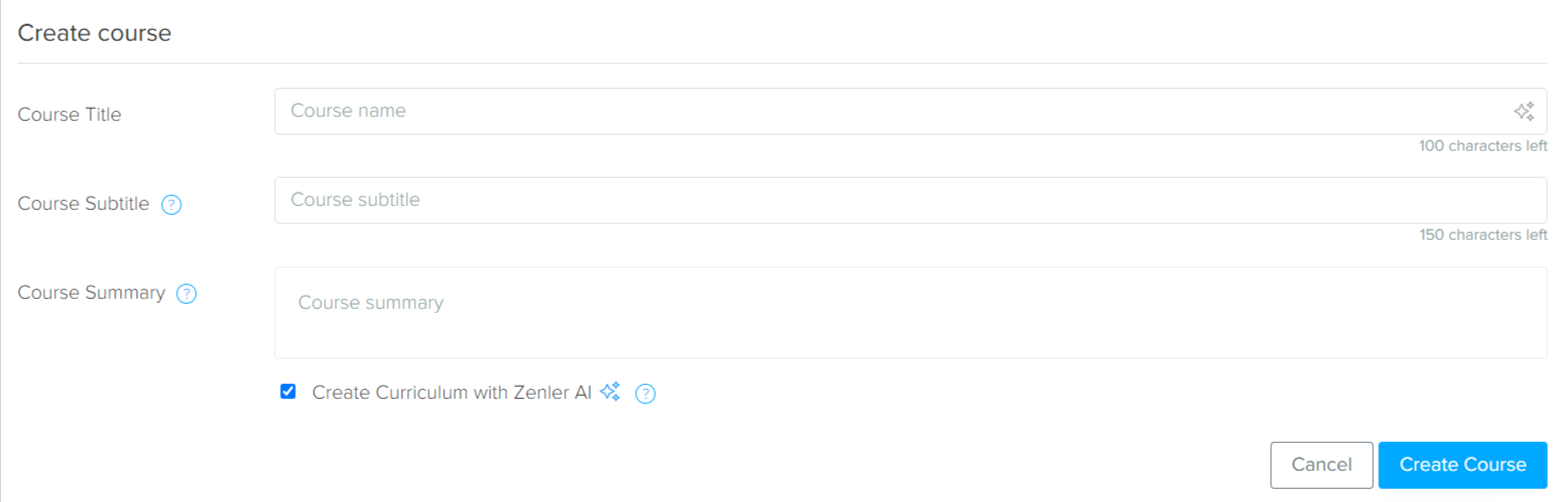 Zenler AI create course