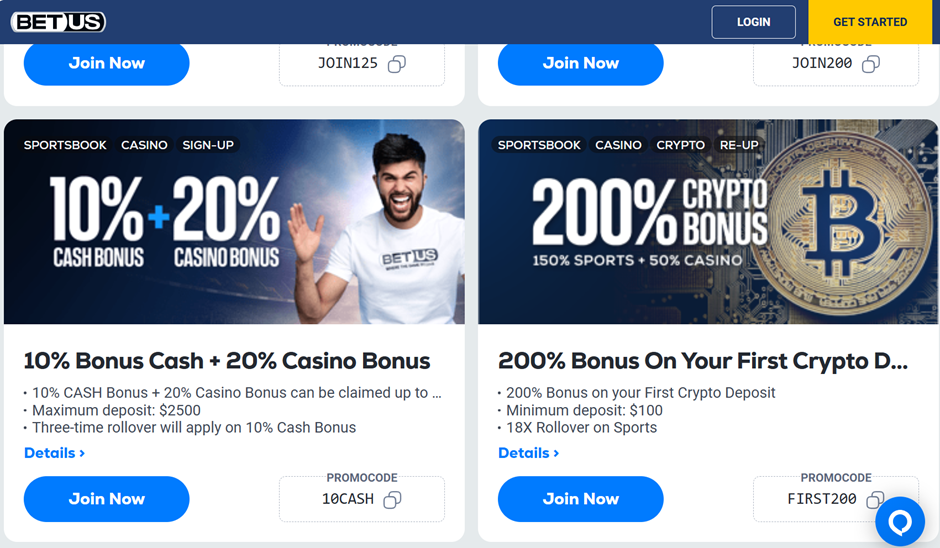 betUS bonuses