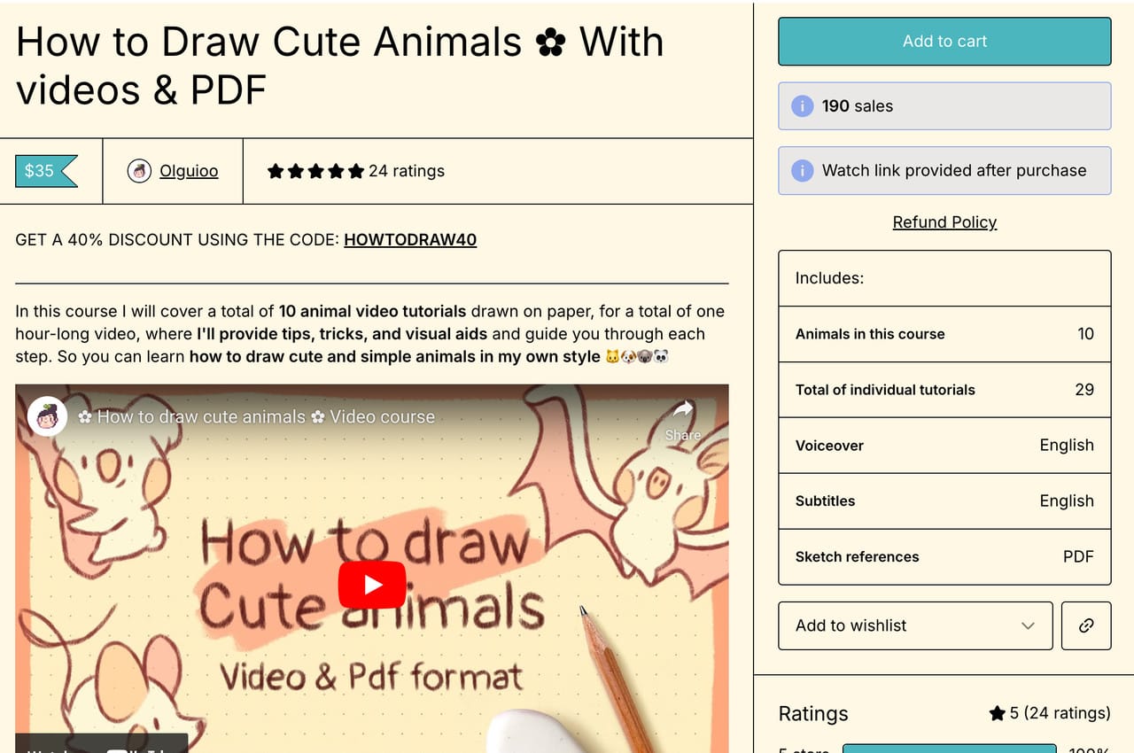 how to draw cute animals course