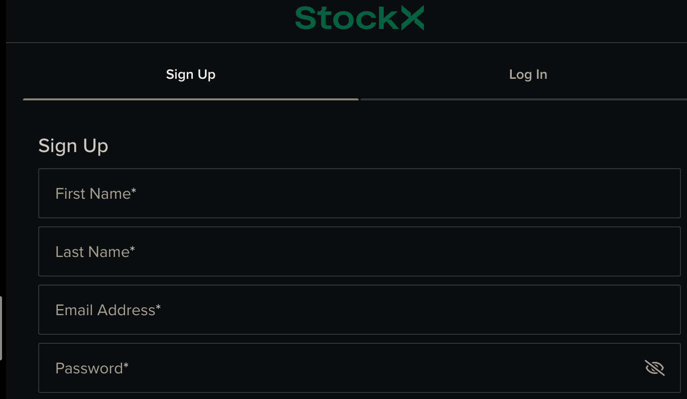 stockx acct setup