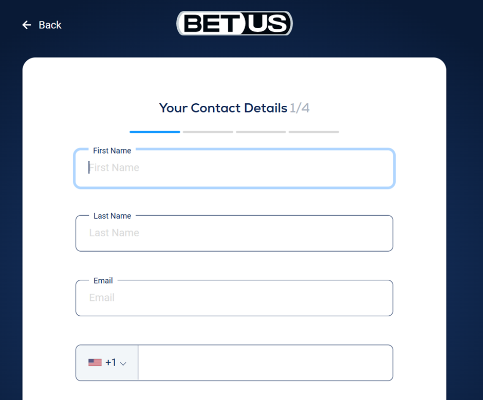 registration at BetUS